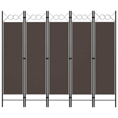 320708 vidaXL 5-Panel Room Divider Brown 200x180 cm 1