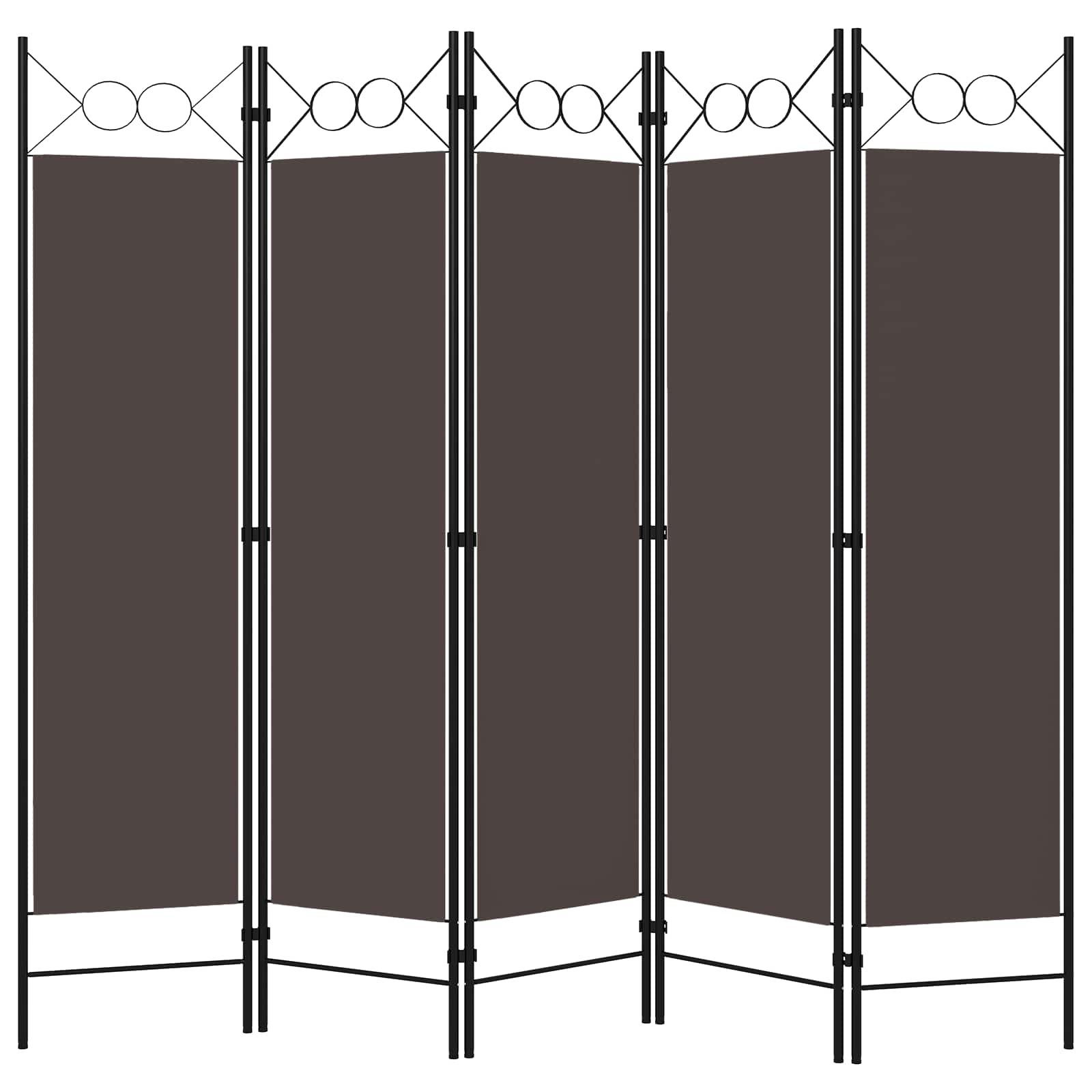 320708 vidaXL 5-Panel Room Divider Brown 200x180 cm 2