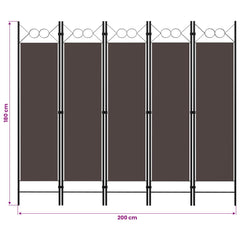320708 vidaXL 5-Panel Room Divider Brown 200x180 cm 6
