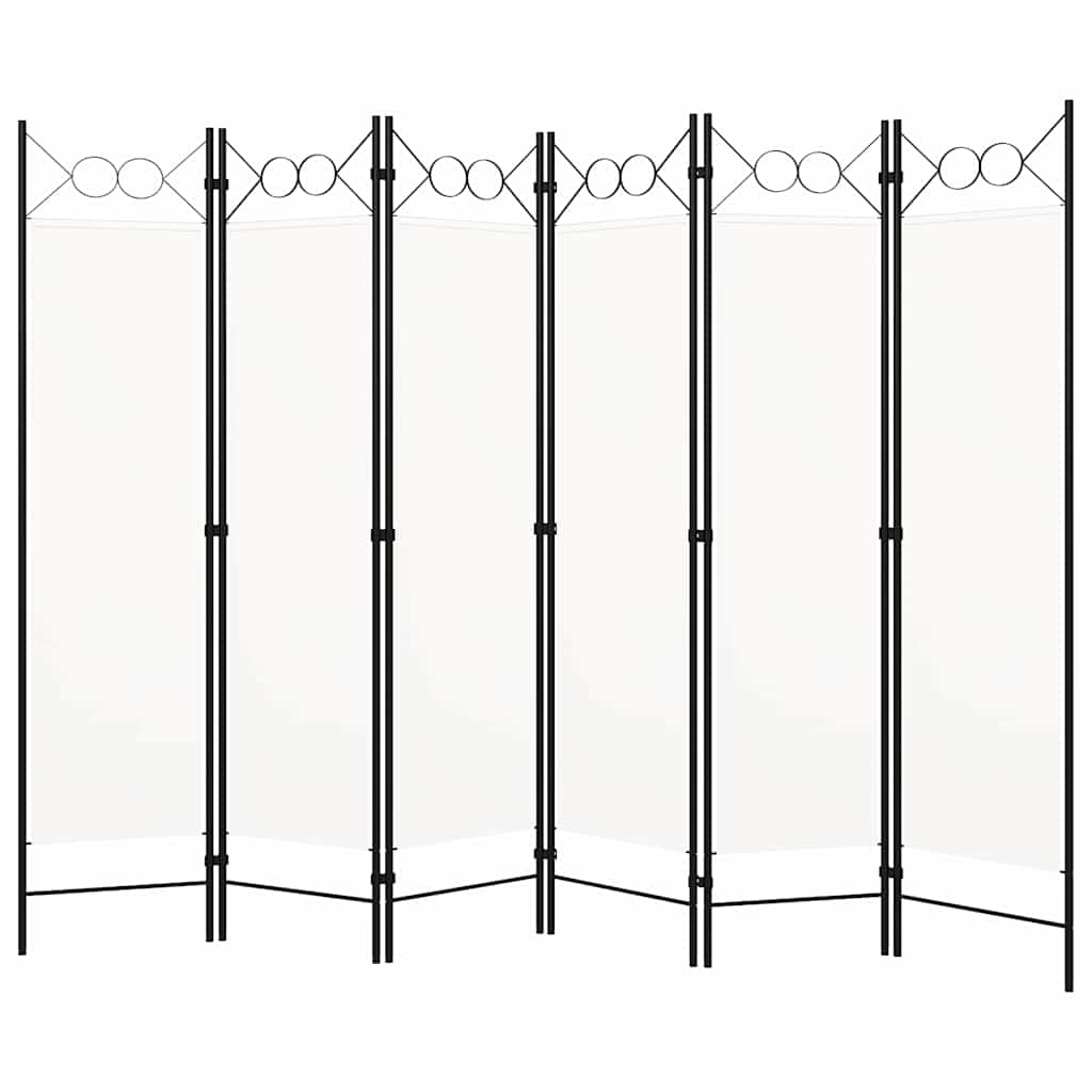 320711 vidaXL 6-Panel Room Divider White 240x180 cm 1