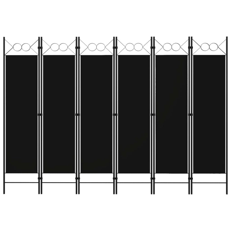 6-Panel Room Divider Black 240x180 cm