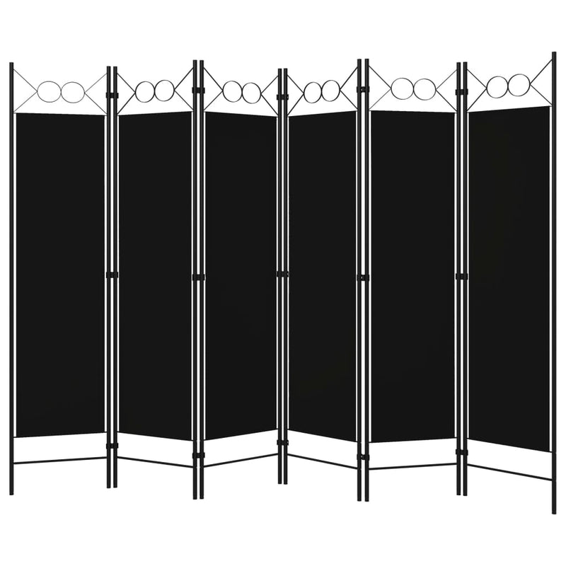 6-Panel Room Divider Black 240x180 cm