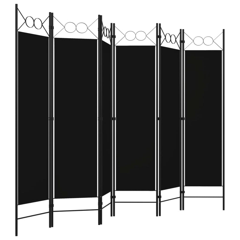 6-Panel Room Divider Black 240x180 cm