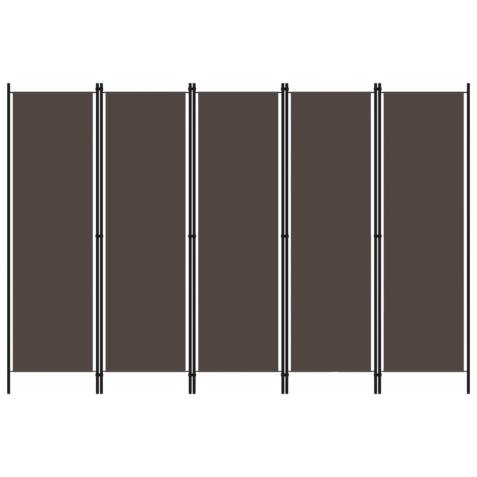 320724 vidaXL 5-Panel Room Divider Brown 250x180 cm 1