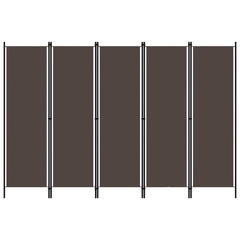 320724 vidaXL 5-Panel Room Divider Brown 250x180 cm 1