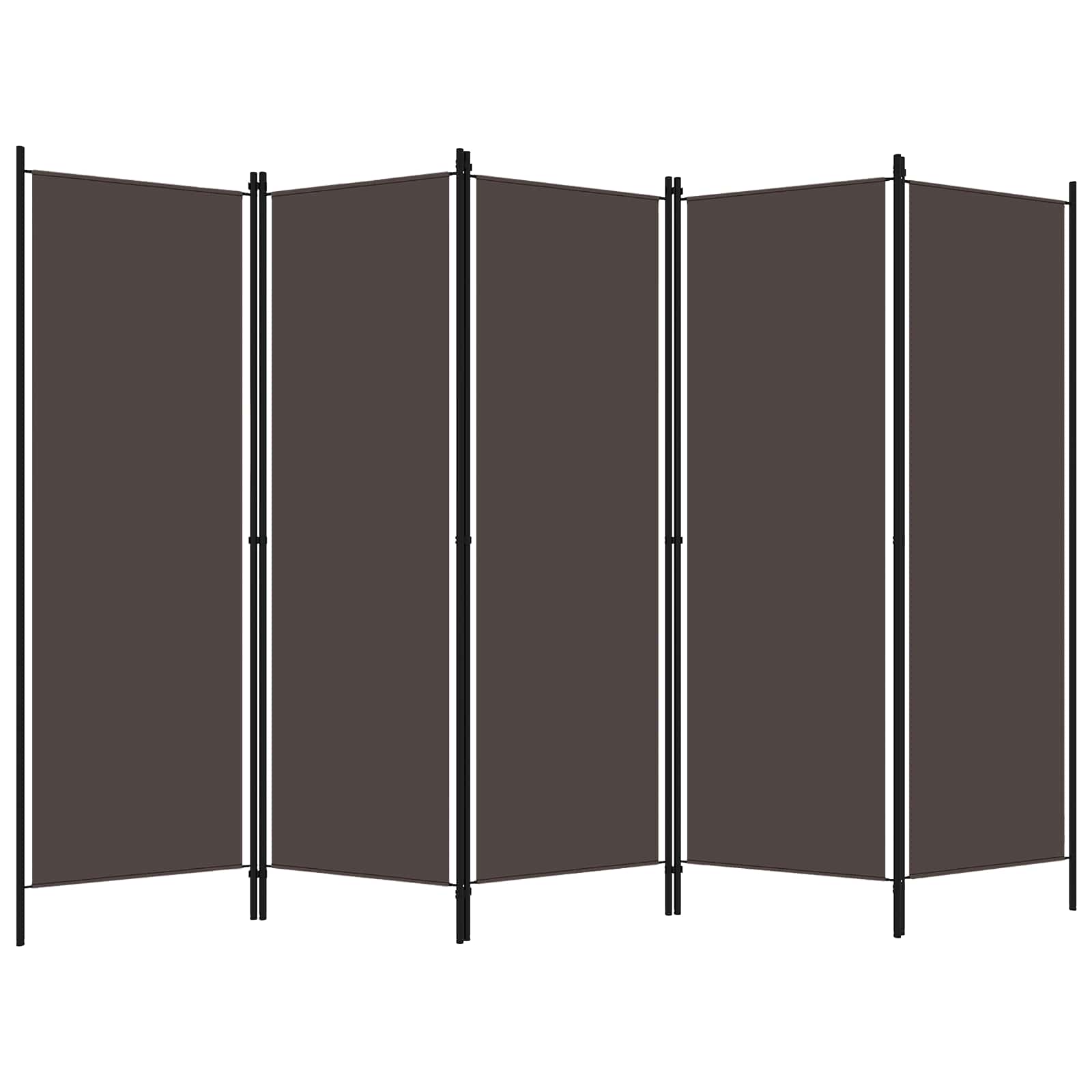 320724 vidaXL 5-Panel Room Divider Brown 250x180 cm 2