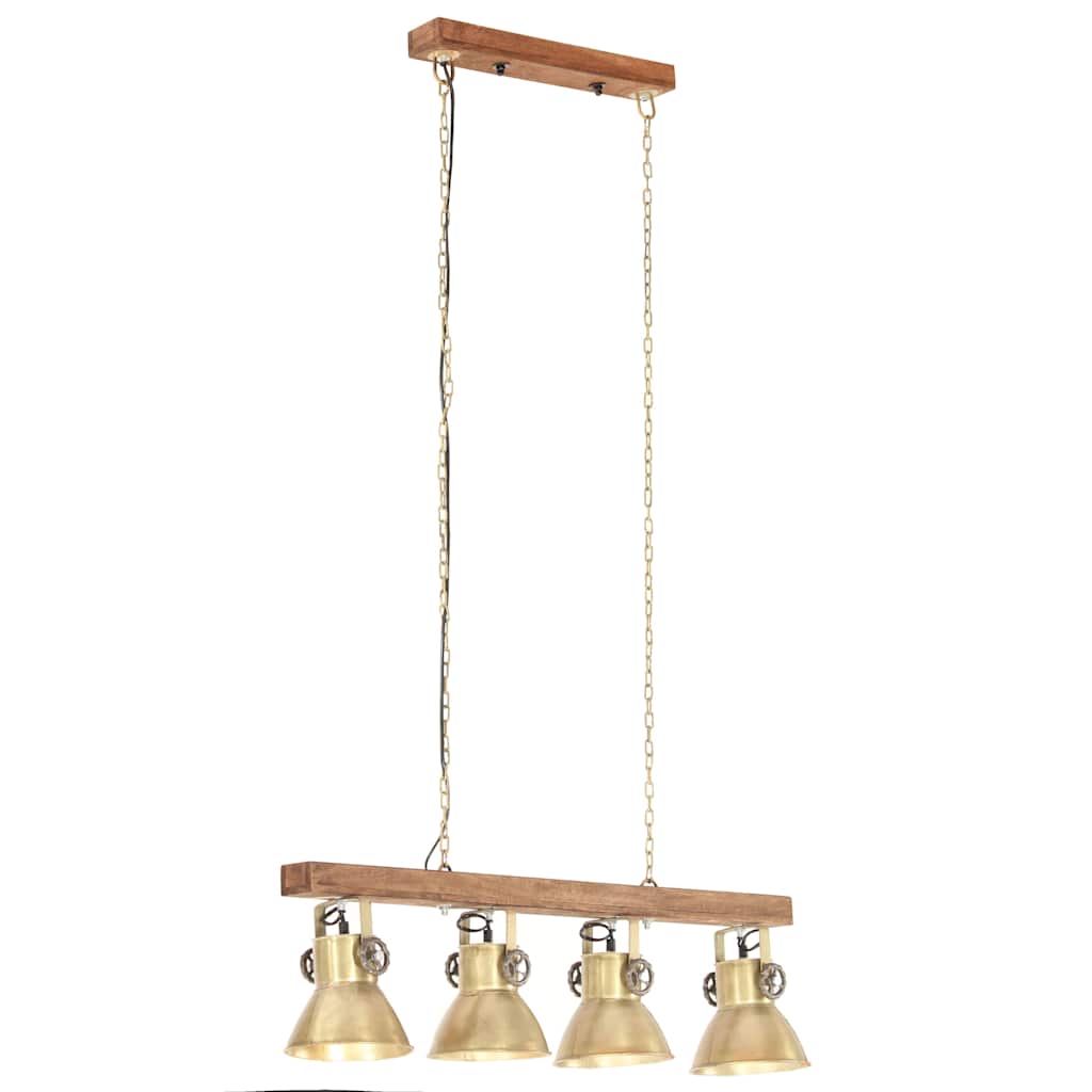 320522 vidaXL Industrial Ceiling Lamp Brass E27 Mango Wood 3