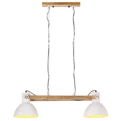 vidaXL Hanging Lamp | White and barn brown | Iron, Solid mango wood | Medium 3