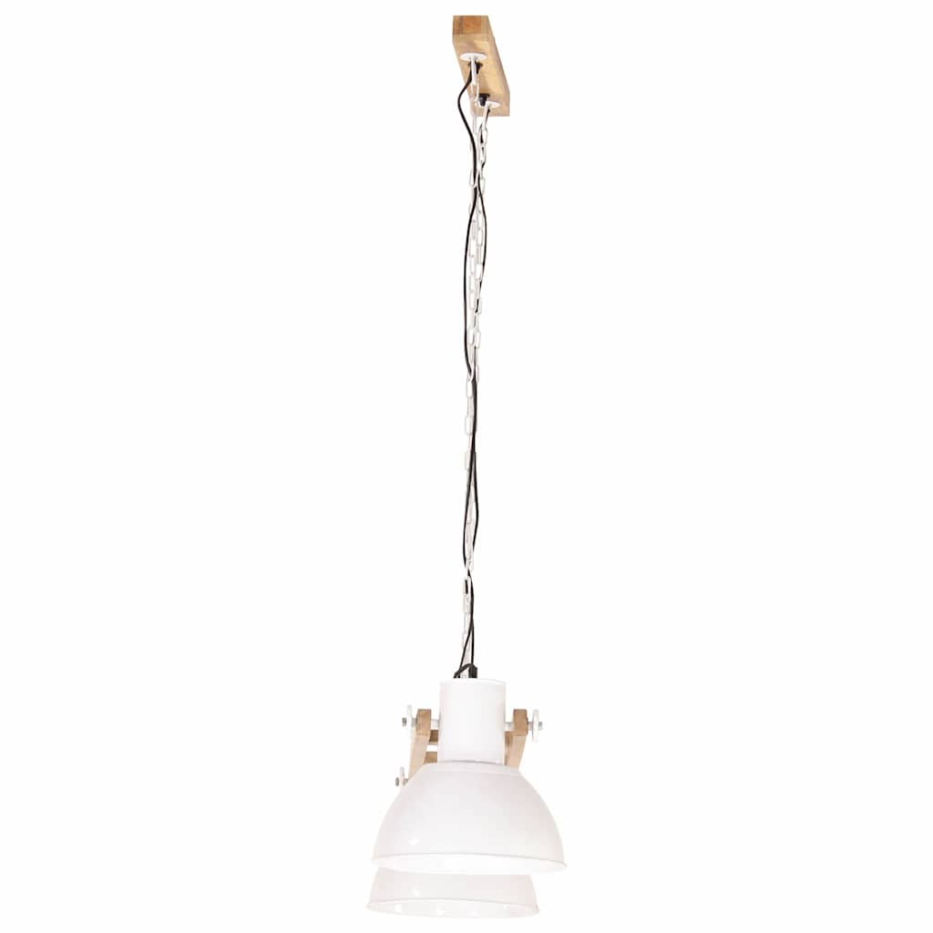 vidaXL Hanging Lamp | White and barn brown | Iron, Solid mango wood | Medium 5