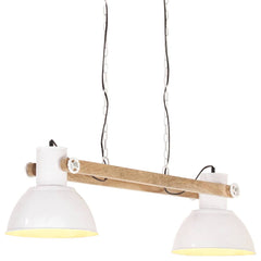vidaXL Hanging Lamp | White and barn brown | Iron, Solid mango wood | Medium 6