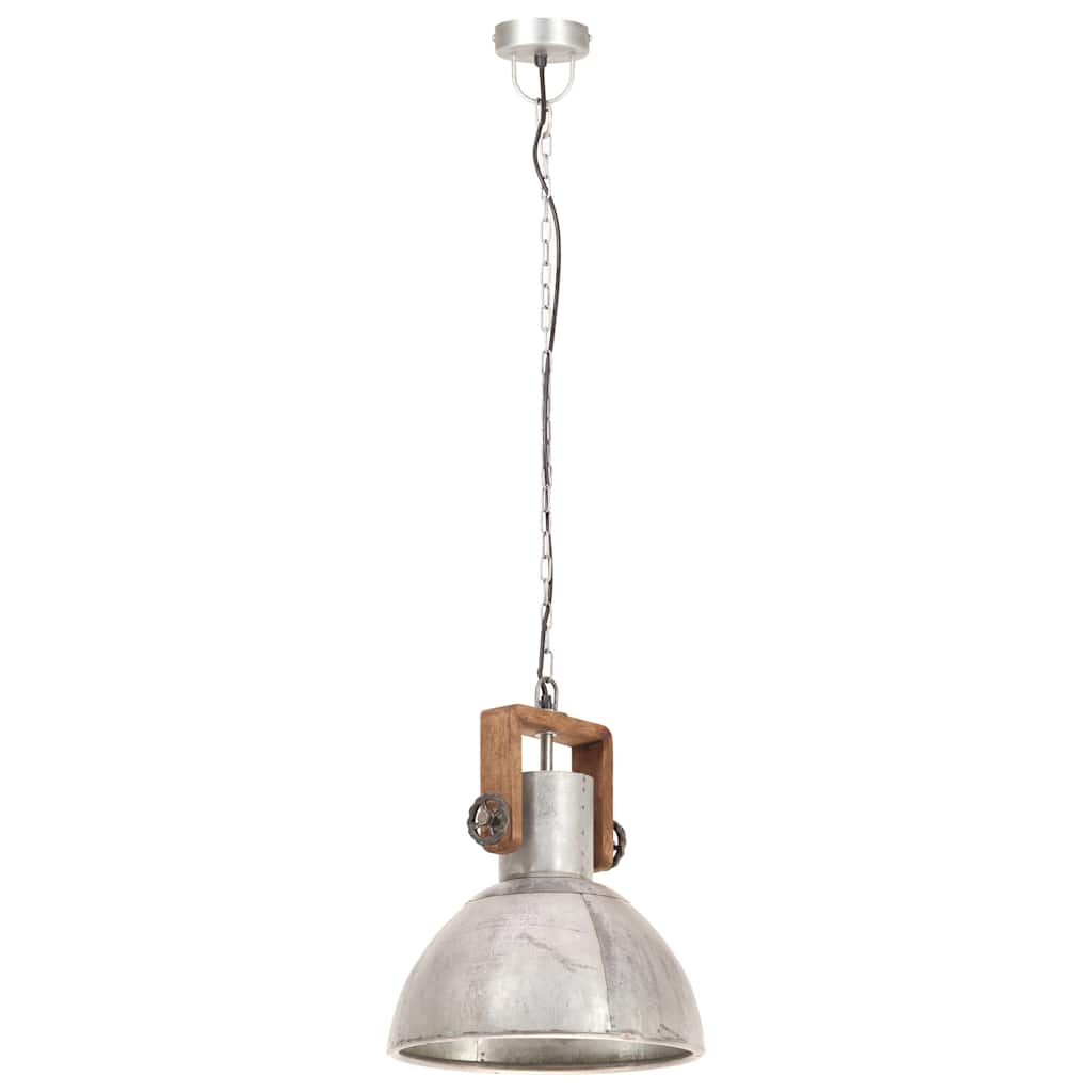 vidaXL Industrial Hanging Lamp 25 W Silver Round 30 cm E27 4