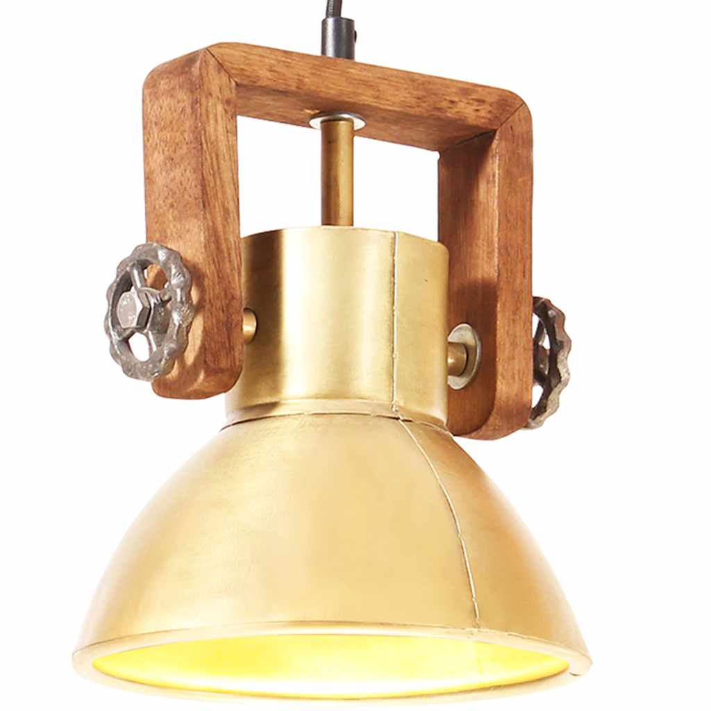 vidaXL Hanging Lamp | Brass and brown | Iron, Solid mango wood | Industrial 1