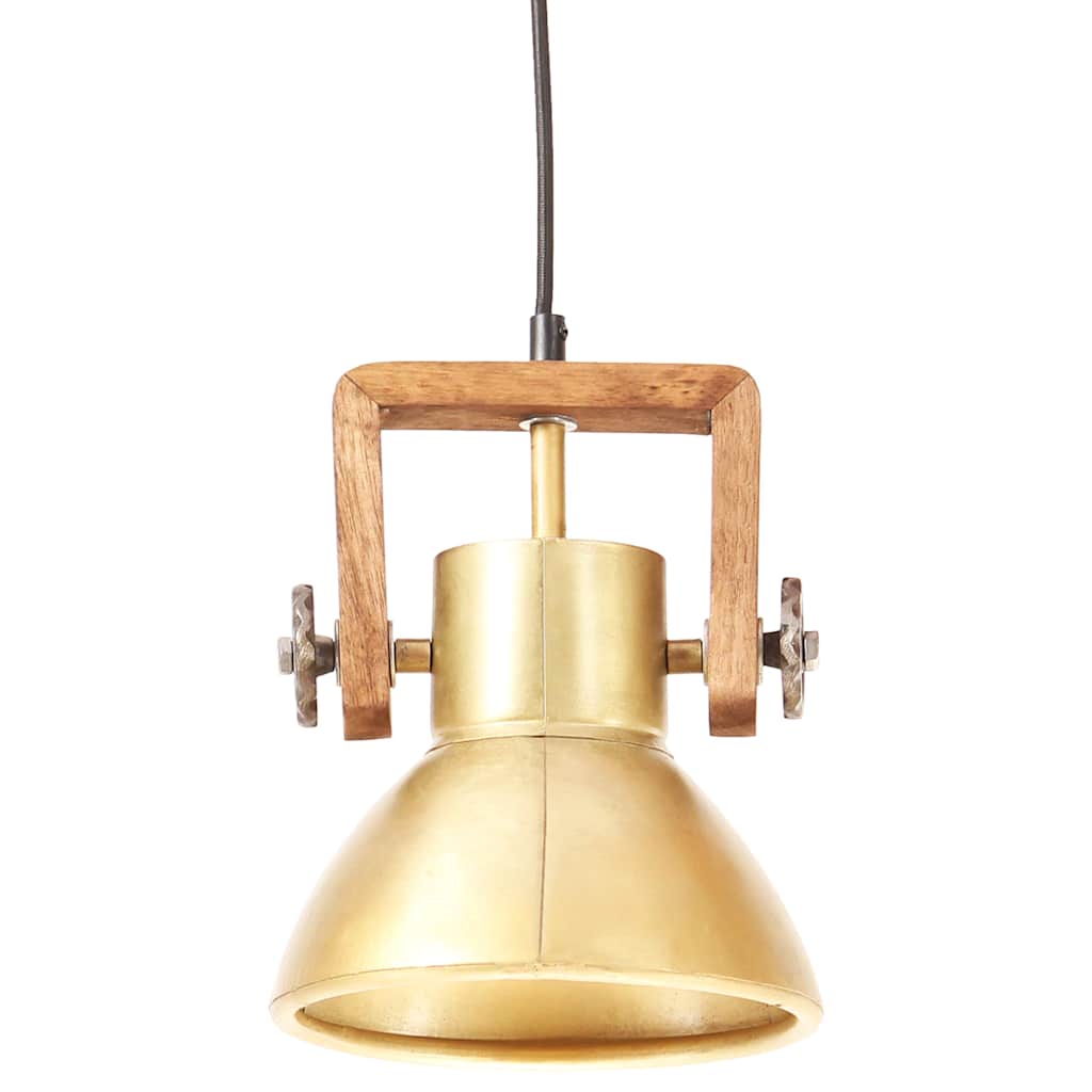 vidaXL Hanging Lamp | Brass and brown | Iron, Solid mango wood | Industrial 3