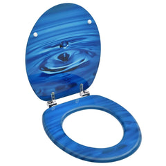 vidaXL WC Toilet Seat with Lid MDF Blue Water Drop Design 1