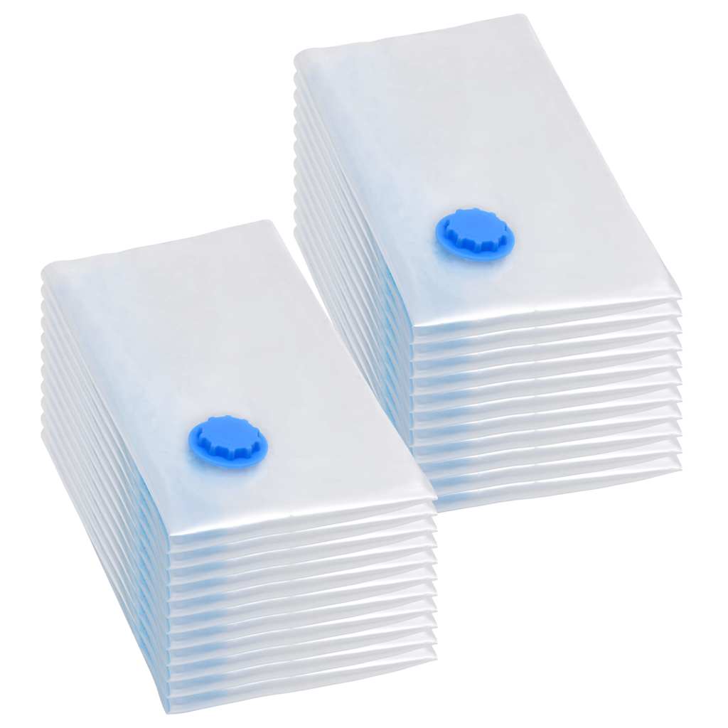 vidaXL Vacuum Travel Bag | Set of 20 | Transparent and Blue | Plastic 1