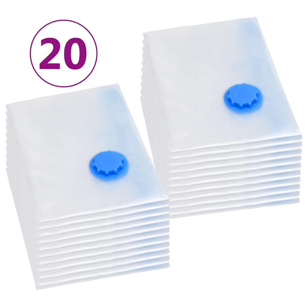 vidaXL Vacuum Travel Bag |  Set of 20 | Transparent and blue | Plastic | Large 2