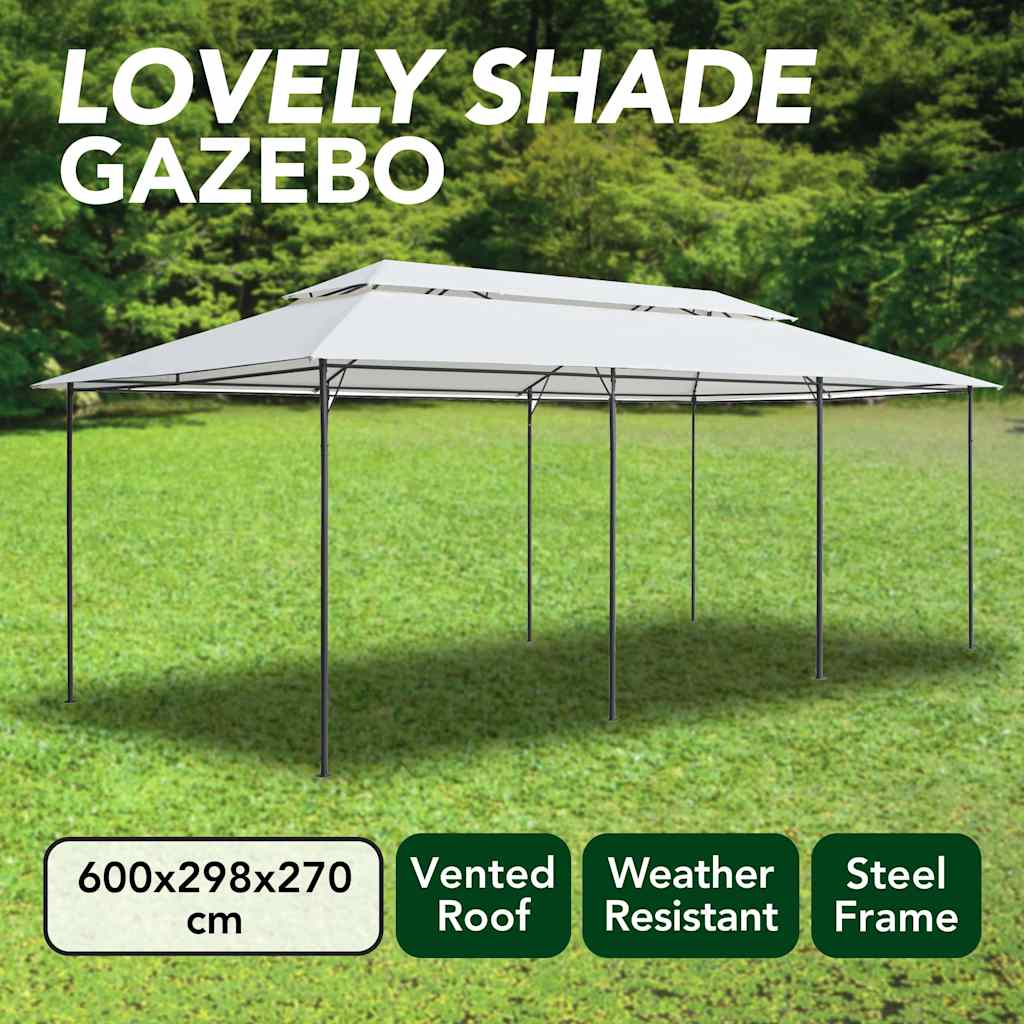 vidaXL Gazebo 600x298x270 cm White 180g/m² 1