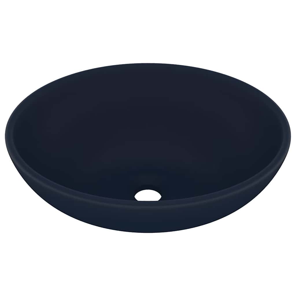 vidaXL Luxury Basin Oval-shaped Matt Dark Blue 40x33 cm Ceramic 2