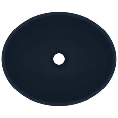 vidaXL Luxury Basin Oval-shaped Matt Dark Blue 40x33 cm Ceramic 4