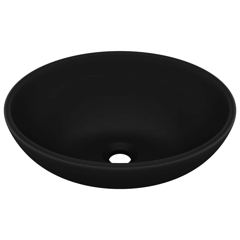 vidaXL Luxury Basin Oval-shaped Matt Black 40x33 cm Ceramic 2