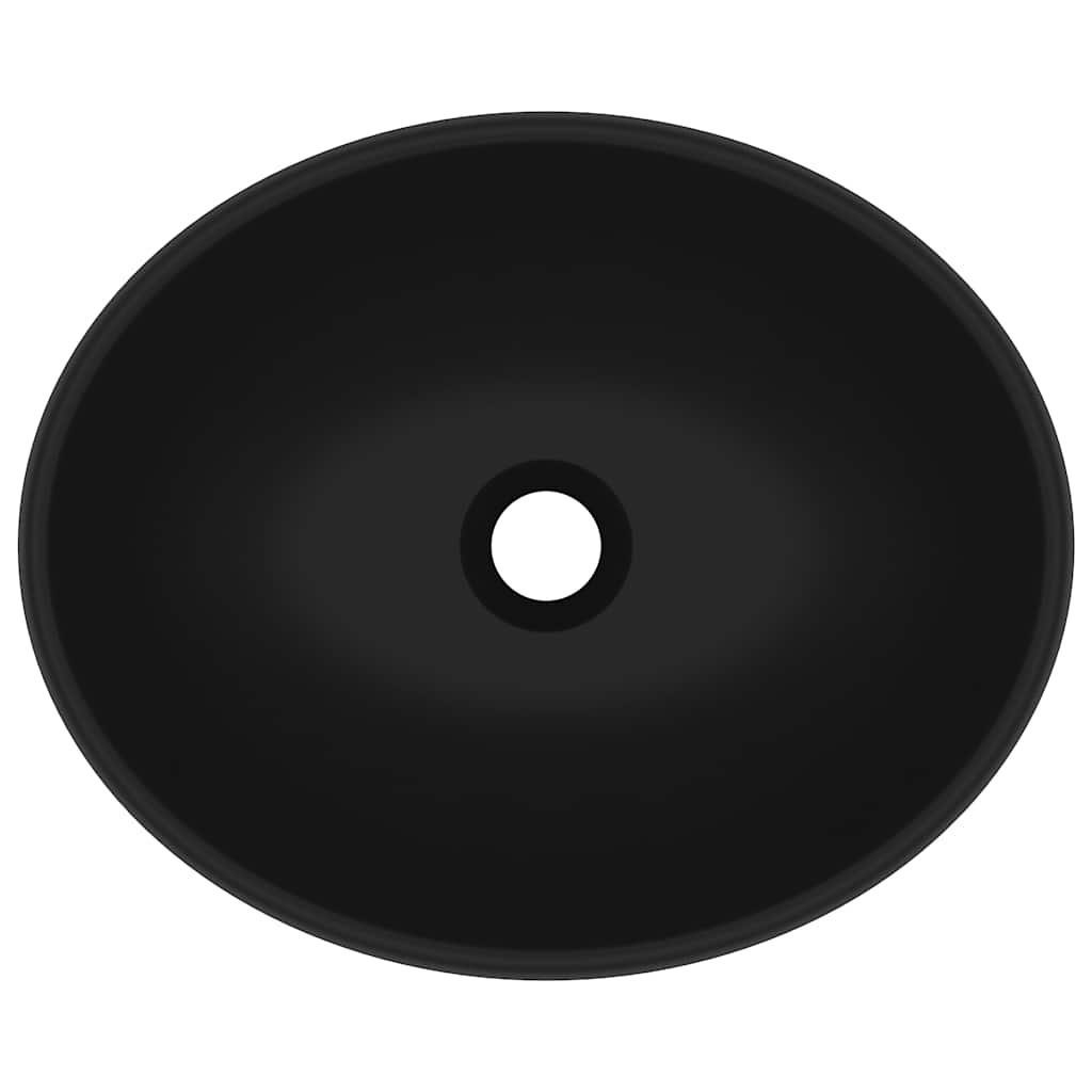 vidaXL Luxury Basin Oval-shaped Matt Black 40x33 cm Ceramic 4