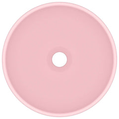 vidaXL Luxury Bathroom Basin Round Matt Pink 32.5x14 cm Ceramic 3