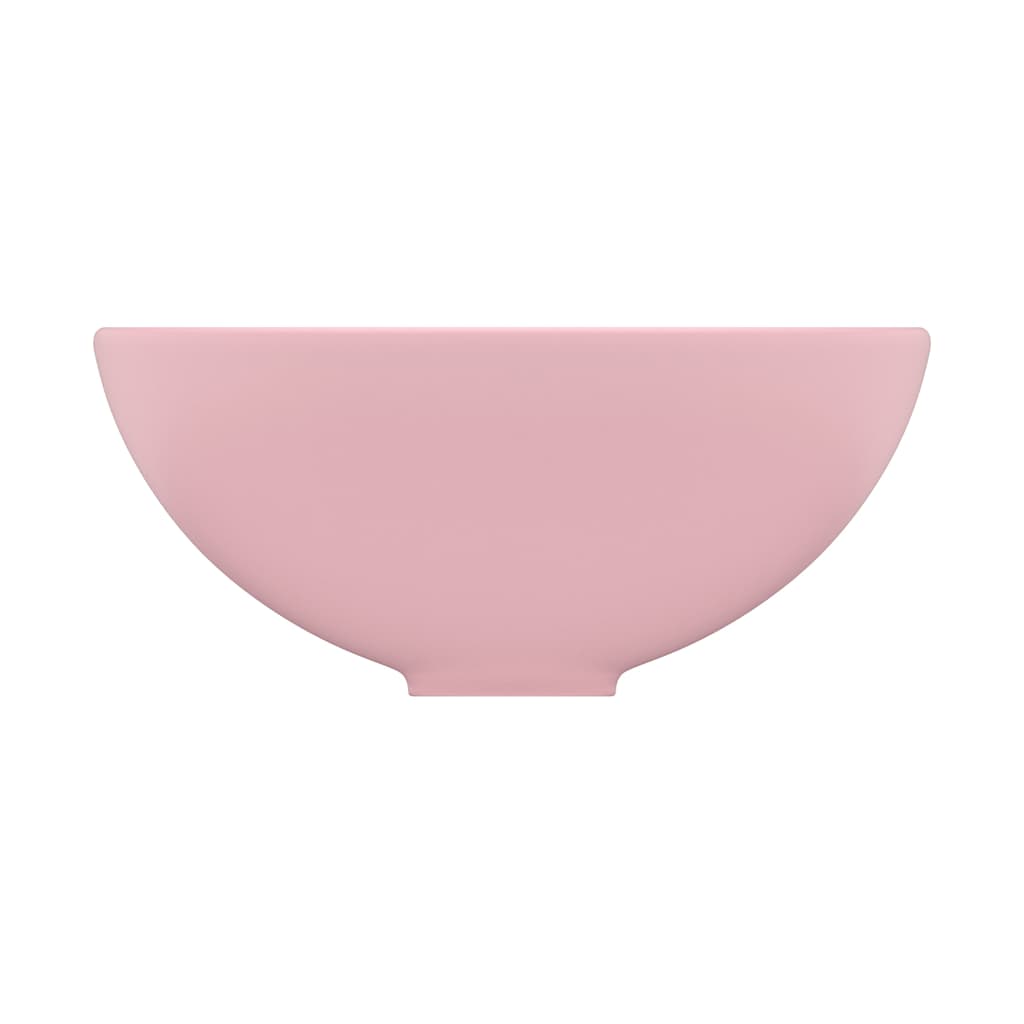 vidaXL Luxury Bathroom Basin Round Matt Pink 32.5x14 cm Ceramic 4