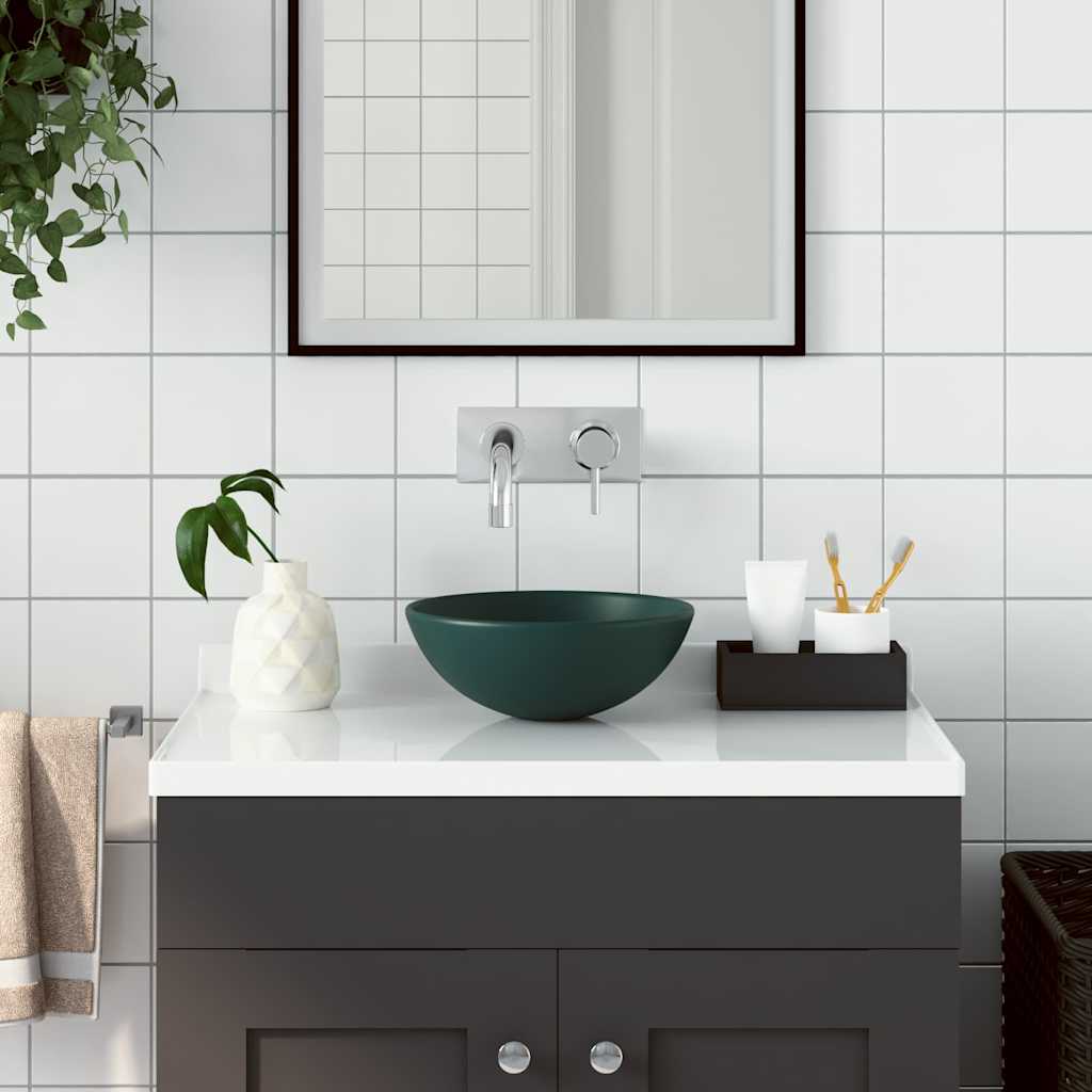 vidaXL Bathroom Sink Ceramic Round