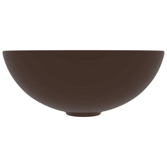 vidaXL Bathroom Sink Ceramic Dark Brown Round 3