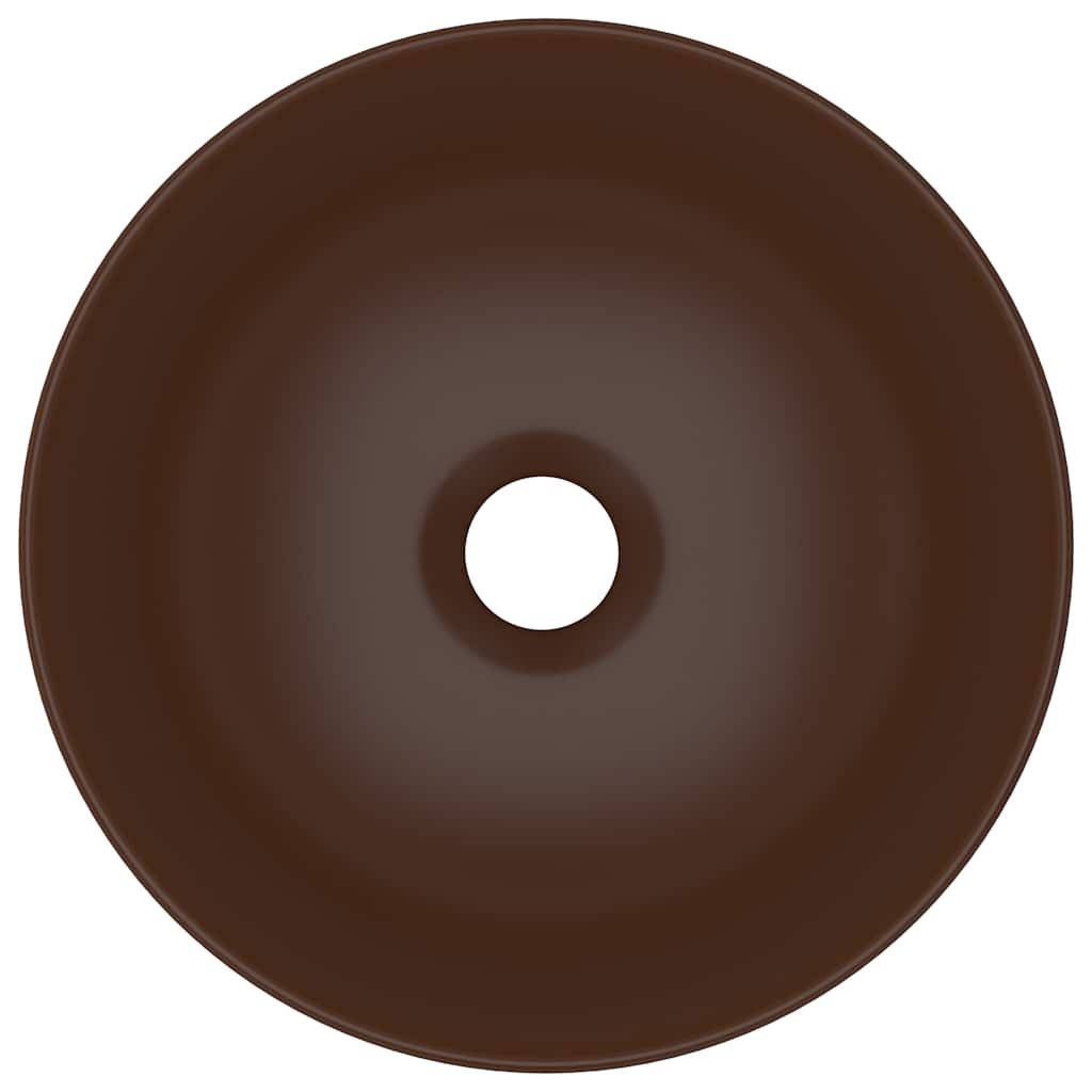 vidaXL Bathroom Sink Ceramic Dark Brown Round 4