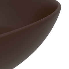 vidaXL Bathroom Sink Ceramic Dark Brown Round 5