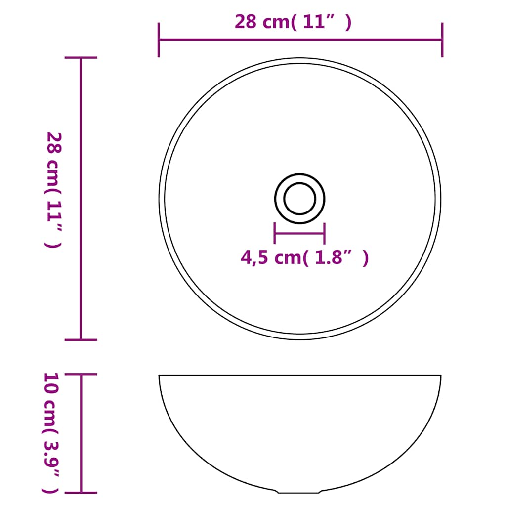 vidaXL Bathroom Sink Ceramic Dark Brown Round 6