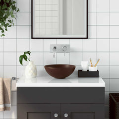 vidaXL Bathroom Sink Ceramic Dark Brown Round 1