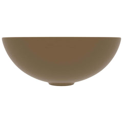 vidaXL Bathroom Sink Ceramic Matt Cream Round 3