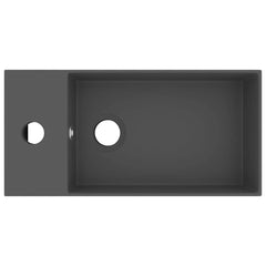 vidaXL Bathroom Sink with Overflow Ceramic Dark Grey 3