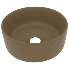 vidaXL Luxury Wash Basin Round Matt Cream 40x15 cm Ceramic 2