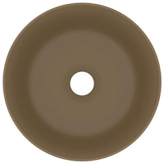 vidaXL Luxury Wash Basin Round Matt Cream 40x15 cm Ceramic 3