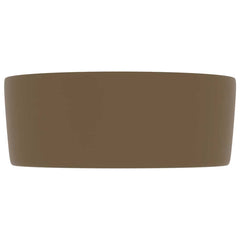 vidaXL Luxury Wash Basin Round Matt Cream 40x15 cm Ceramic 4