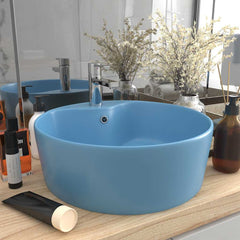 vidaXL Luxury Wash Basin with Overflow Matt Light Blue 36x13 cm Ceramic 1