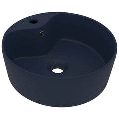 vidaXL Luxury Wash Basin with Overflow Matt Dark Blue 36x13 cm Ceramic 2