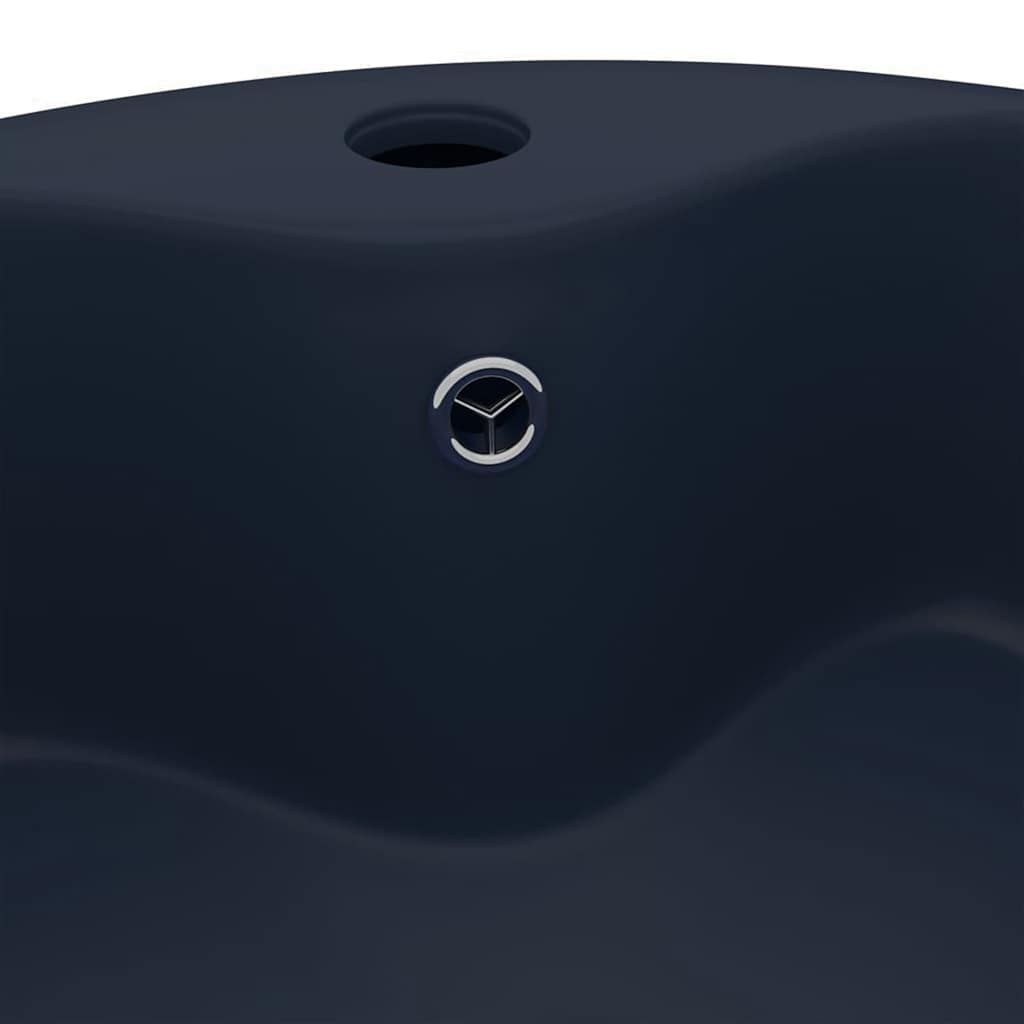 vidaXL Luxury Wash Basin with Overflow Matt Dark Blue 36x13 cm Ceramic 5