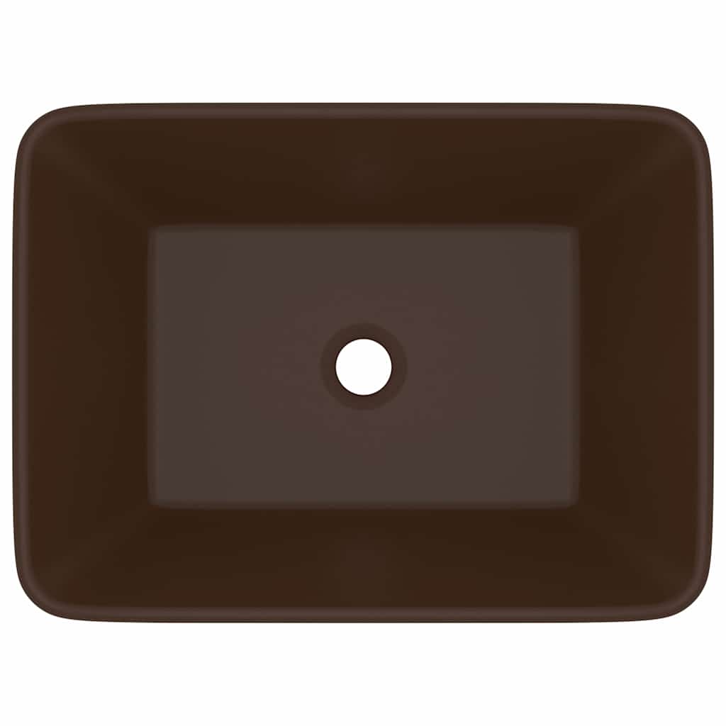 vidaXL Luxury Wash Basin Matt Dark Brown 41x30x12 cm Ceramic 3