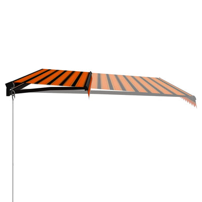 Manual Retractable Awning with LED 500x300 cm Orange and Brown