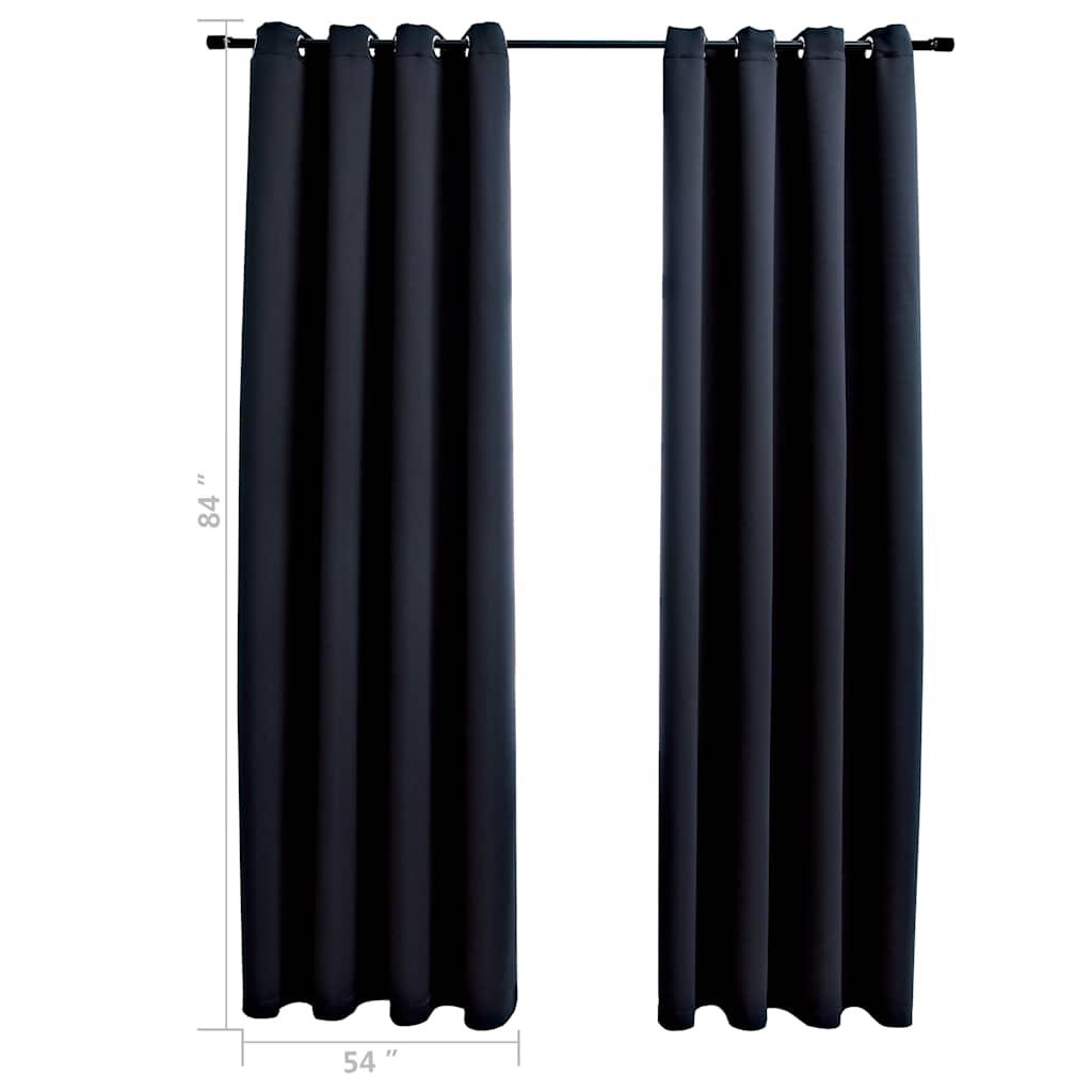 vidaXL Blackout Curtains with Rings 2 pcs Black 137x213 cm Fabric 6