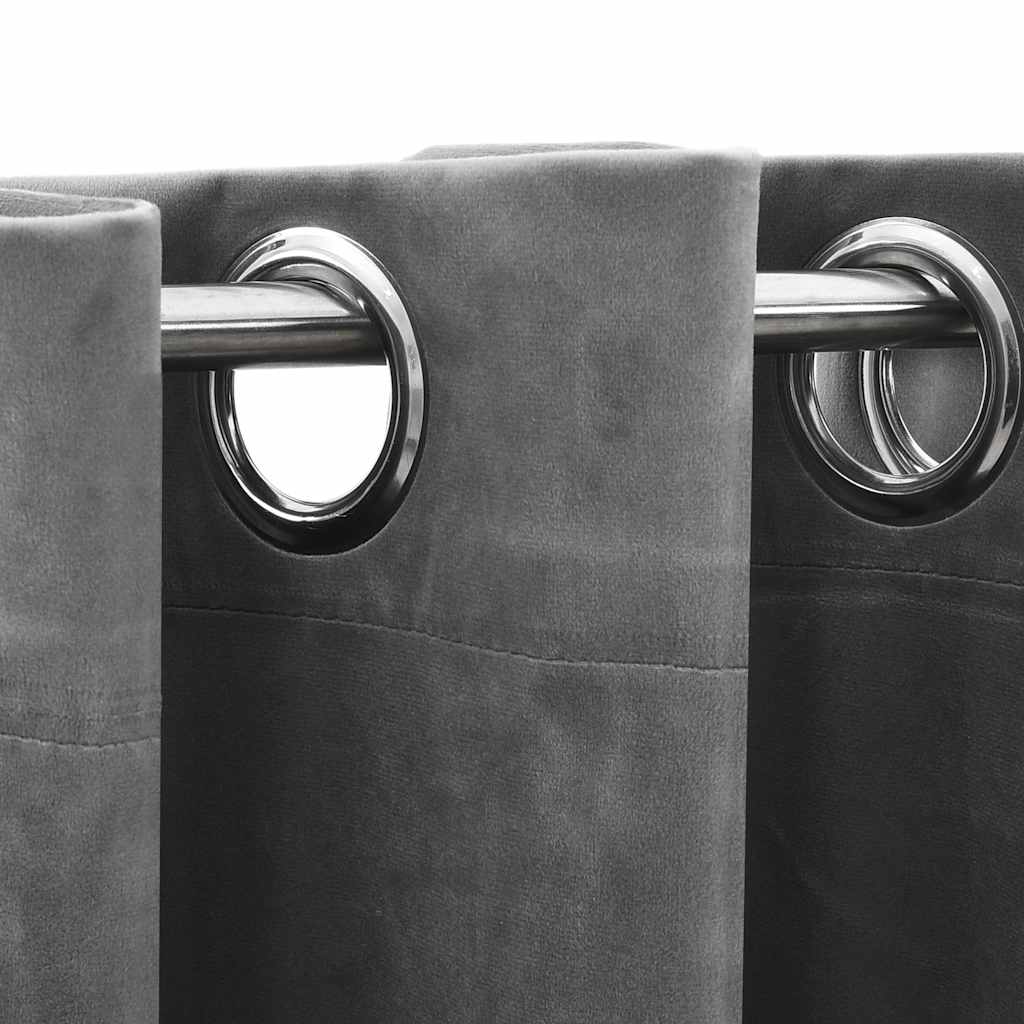 Blackout Curtains with Rings 2 pcs Grey 37"x95" Velvet