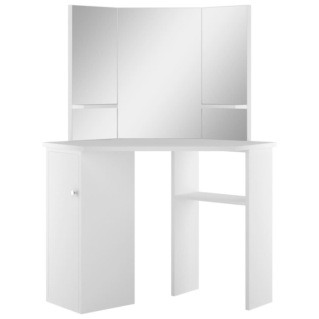 vidaXL Corner Dressing Table Cosmetic Table Make-up Table White 2