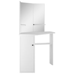 vidaXL Corner Dressing Table Cosmetic Table Make-up Table White 3