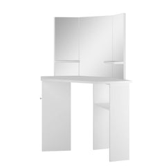vidaXL Corner Dressing Table Cosmetic Table Make-up Table White 4