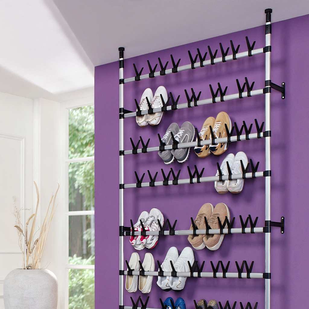 vidaXL Shoe Rack | Silver and black | Aluminium, Plastic | Adjustable 4