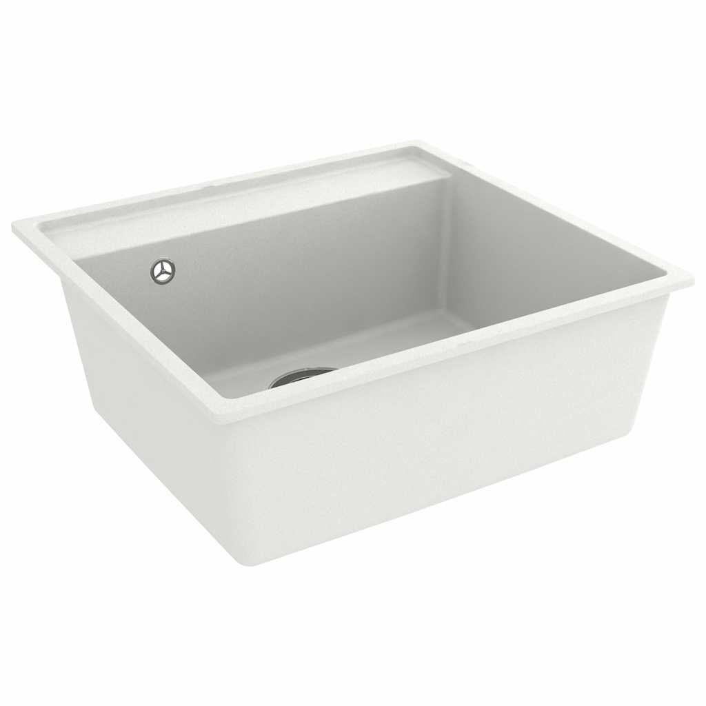 147064 vidaXL Kitchen Sink with Overflow Hole White Granite 3